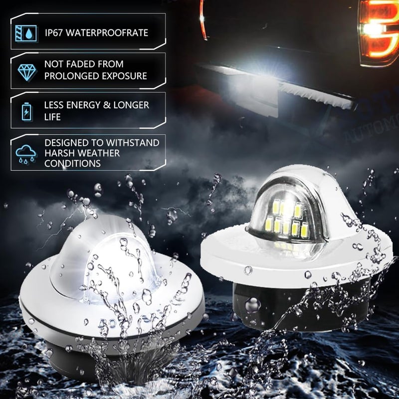 VANKUB LED License Plate Light for Fo-rd F150 F250 F350 F450 F550 Superduty Bronco Excursion Ranger Expedition Explorer Pickup Truck, Chrome Housing Led Rear Tag Lamp, 6000K White Lights, 2 PCS - Image 4
